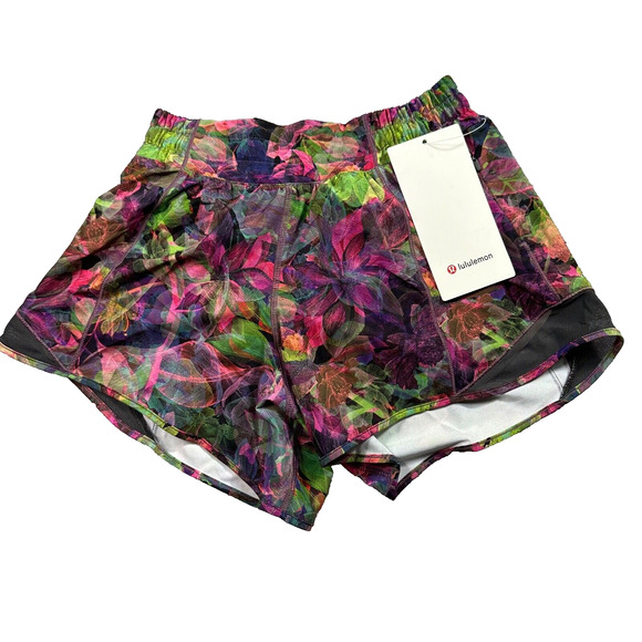 New Lululemon Size 6 Hotty Hot Low Rise LR Lined Short 4" VFTM GGRE Floral